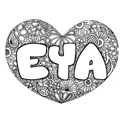 Coloraci&oacute;n del nombre EYA - decorado mandala de coraz&oacute;n