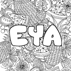 Coloraci&oacute;n del nombre EYA - decorado mandala de frutas