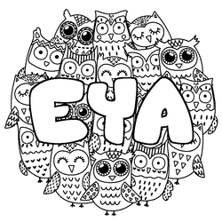 Coloraci&oacute;n del nombre EYA - decorado b&uacute;hos