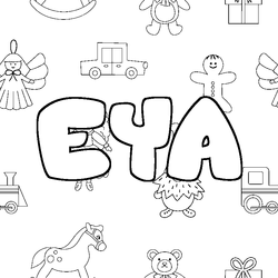 Coloraci&oacute;n del nombre EYA - decorado juguetes