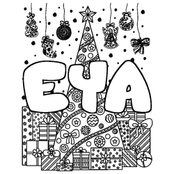 Coloraci&oacute;n del nombre EYA - decorado &aacute;rbol de Navidad y regalos