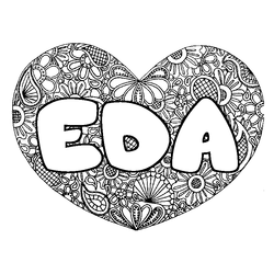Coloraci&oacute;n del nombre EDA - decorado mandala de coraz&oacute;n