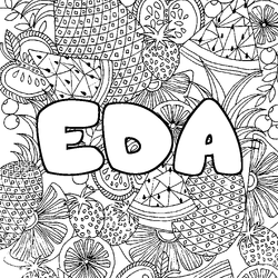 Coloraci&oacute;n del nombre EDA - decorado mandala de frutas