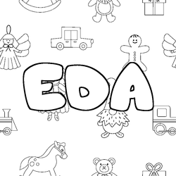 Coloraci&oacute;n del nombre EDA - decorado juguetes