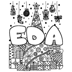 Coloraci&oacute;n del nombre EDA - decorado &aacute;rbol de Navidad y regalos