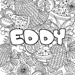 Coloraci&oacute;n del nombre EDDY - decorado mandala de frutas