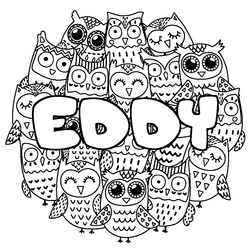 Coloraci&oacute;n del nombre EDDY - decorado b&uacute;hos