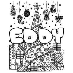 Coloraci&oacute;n del nombre EDDY - decorado &aacute;rbol de Navidad y regalos