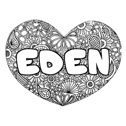 Coloraci&oacute;n del nombre EDEN - decorado mandala de coraz&oacute;n
