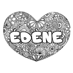 Coloraci&oacute;n del nombre &Eacute;D&Egrave;NE - decorado mandala de coraz&oacute;n