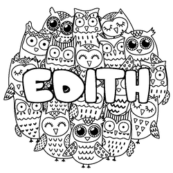 Coloraci&oacute;n del nombre EDITH - decorado b&uacute;hos