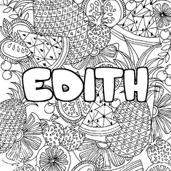 Coloraci&oacute;n del nombre EDITH - decorado mandala de frutas
