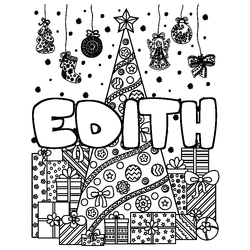 Coloraci&oacute;n del nombre EDITH - decorado &aacute;rbol de Navidad y regalos