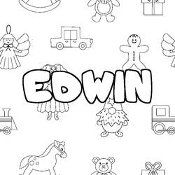Coloraci&oacute;n del nombre EDWIN - decorado juguetes