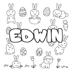 Coloraci&oacute;n del nombre EDWIN - decorado Pascua