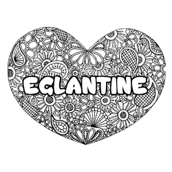 Coloraci&oacute;n del nombre EGLANTINE - decorado mandala de coraz&oacute;n