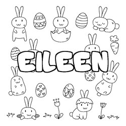 Coloraci&oacute;n del nombre EILEEN - decorado Pascua