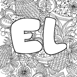 Coloraci&oacute;n del nombre EL - decorado mandala de frutas