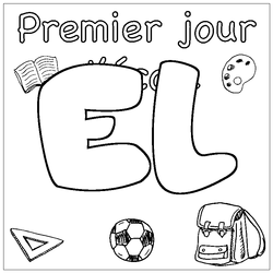 Coloraci&oacute;n del nombre EL - decorado primer d&iacute;a de escuela