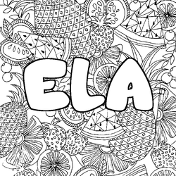 Coloraci&oacute;n del nombre ELA - decorado mandala de frutas