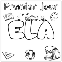 Coloraci&oacute;n del nombre ELA - decorado primer d&iacute;a de escuela