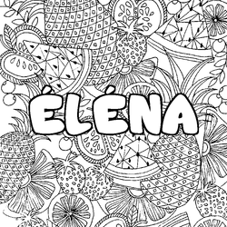 Coloraci&oacute;n del nombre &Eacute;L&Eacute;NA - decorado mandala de frutas
