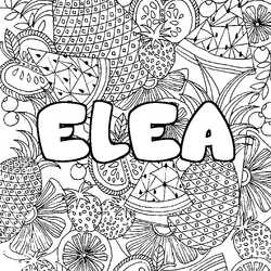 Coloraci&oacute;n del nombre ELEA - decorado mandala de frutas