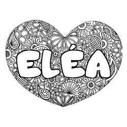 Coloraci&oacute;n del nombre EL&Eacute;A - decorado mandala de coraz&oacute;n
