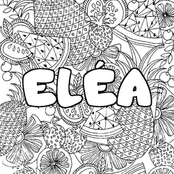 Coloraci&oacute;n del nombre EL&Eacute;A - decorado mandala de frutas
