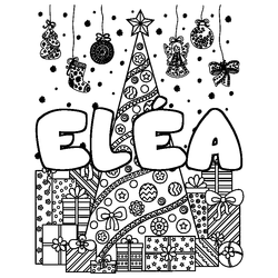Coloraci&oacute;n del nombre EL&Eacute;A - decorado &aacute;rbol de Navidad y regalos