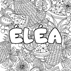 Coloraci&oacute;n del nombre &Eacute;L&Eacute;A - decorado mandala de frutas