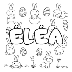 Coloraci&oacute;n del nombre &Eacute;L&Eacute;A - decorado Pascua