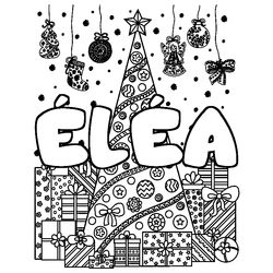 Coloraci&oacute;n del nombre &Eacute;L&Eacute;A - decorado &aacute;rbol de Navidad y regalos
