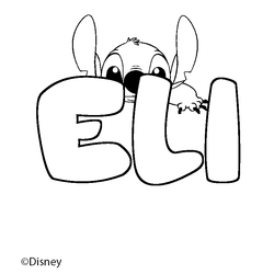 Coloraci&oacute;n del nombre ELI - decorado Stitch