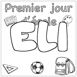 Coloraci&oacute;n del nombre ELI - decorado primer d&iacute;a de escuela