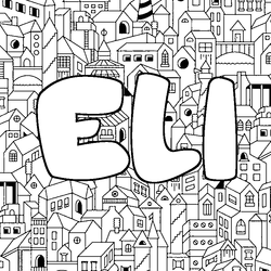 Coloraci&oacute;n del nombre ELI - decorado ciudad