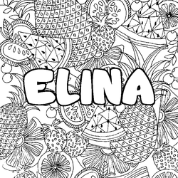 Coloraci&oacute;n del nombre ELINA - decorado mandala de frutas