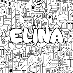 Coloraci&oacute;n del nombre ELINA - decorado ciudad