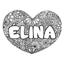 Coloraci&oacute;n del nombre &Eacute;LINA - decorado mandala de coraz&oacute;n
