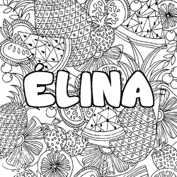 Coloraci&oacute;n del nombre &Eacute;LINA - decorado mandala de frutas