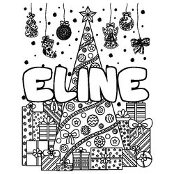 Coloraci&oacute;n del nombre ELINE - decorado &aacute;rbol de Navidad y regalos