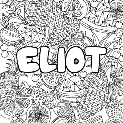 Coloraci&oacute;n del nombre ELIOT - decorado mandala de frutas