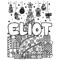 Coloraci&oacute;n del nombre ELIOT - decorado &aacute;rbol de Navidad y regalos