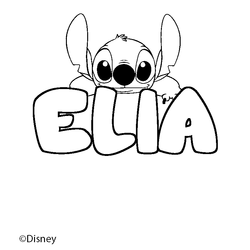 Coloraci&oacute;n del nombre ELIA - decorado Stitch