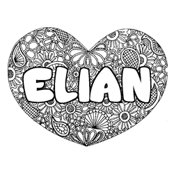 Coloraci&oacute;n del nombre ELIAN - decorado mandala de coraz&oacute;n