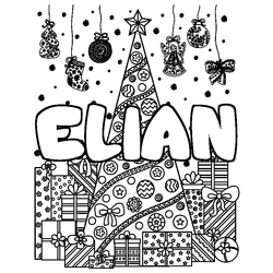 Coloraci&oacute;n del nombre ELIAN - decorado &aacute;rbol de Navidad y regalos