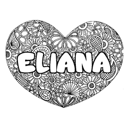 Coloraci&oacute;n del nombre ELIANA - decorado mandala de coraz&oacute;n