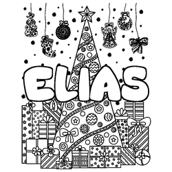 Coloraci&oacute;n del nombre ELIAS - decorado &aacute;rbol de Navidad y regalos