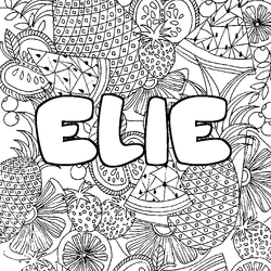 Coloraci&oacute;n del nombre ELIE - decorado mandala de frutas
