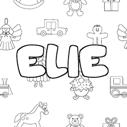 Coloraci&oacute;n del nombre ELIE - decorado juguetes